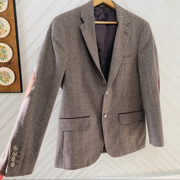 Tasso Elba Herringbone Padded Elbow Sports Coat - Picture 5 of 11